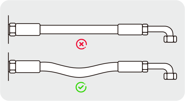 Debido al estado de alta presión, la longitud de la manguera puede variar de +2% a -4%, proporcionando suficiente espacio de relajación para la expansión y contracción.